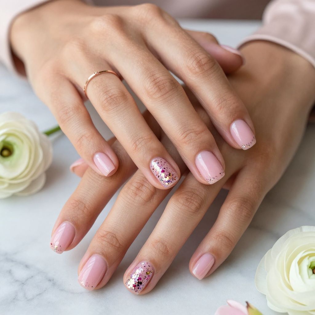 Soft Pink Jelly with Confetti Glitter