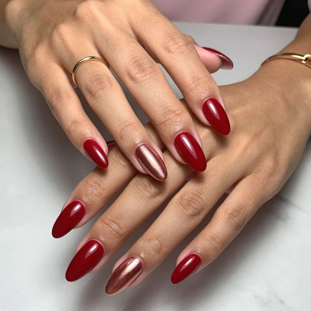 Crimson Red with Rose Gold Chrome Accents