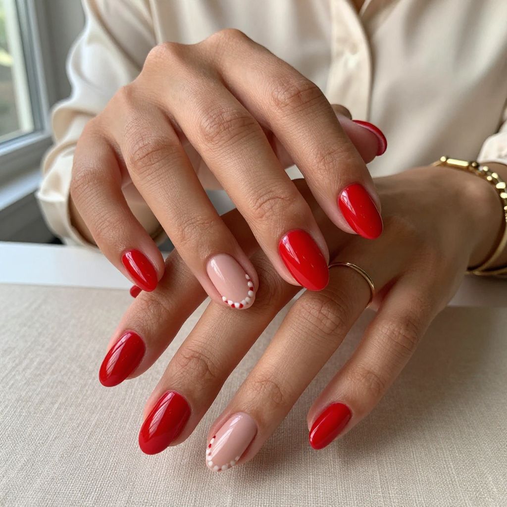 Scarlet Red with Subtle Nude Negative Space