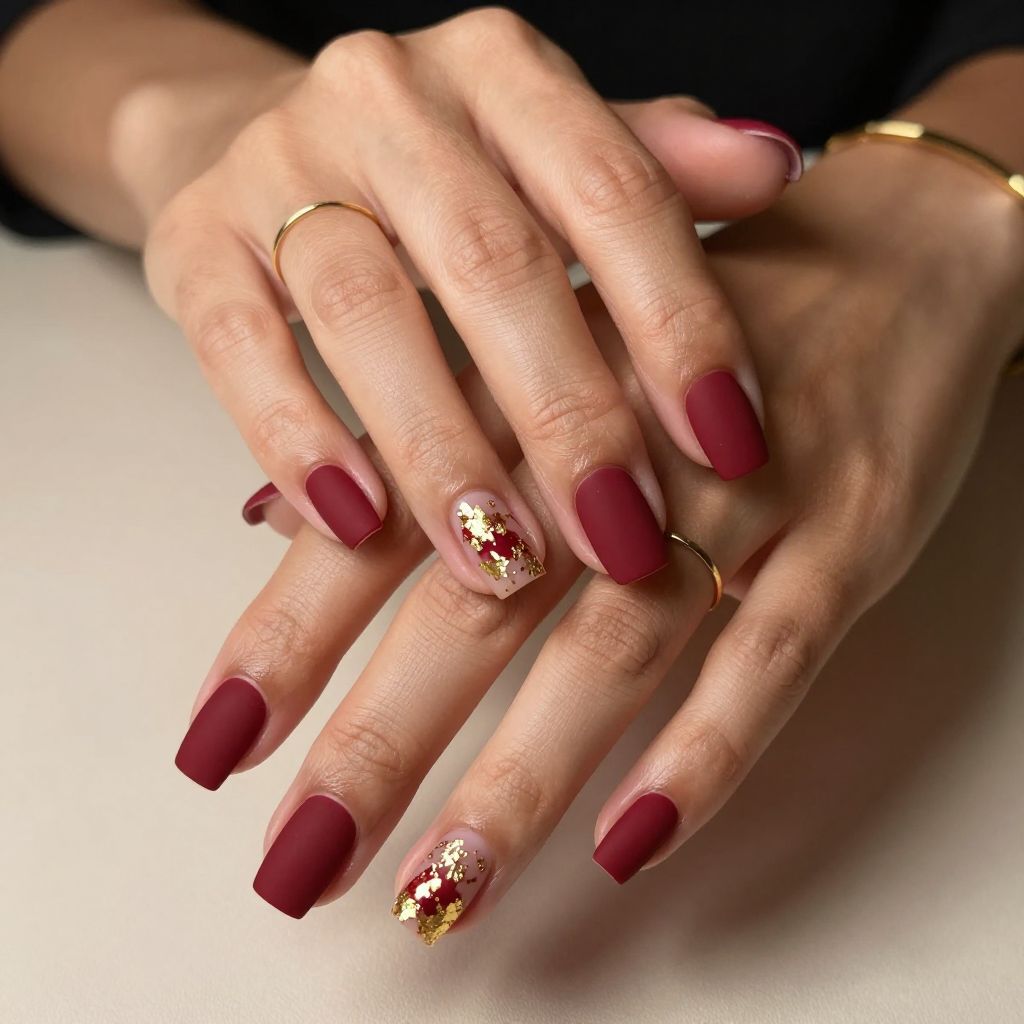 Matte Cherry Red with Gold Foil Accents