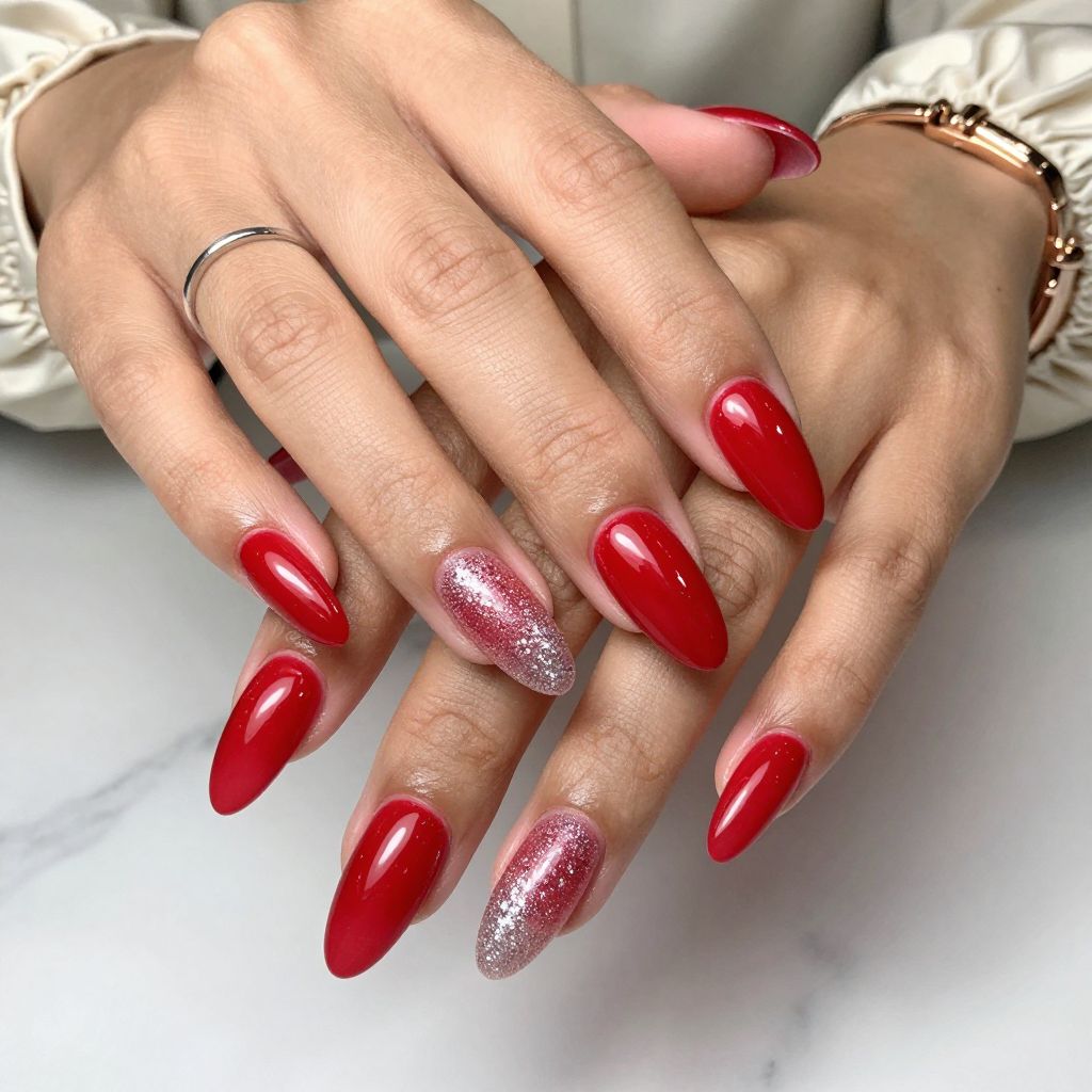 Scarlet Ombre with Glitter Gradient