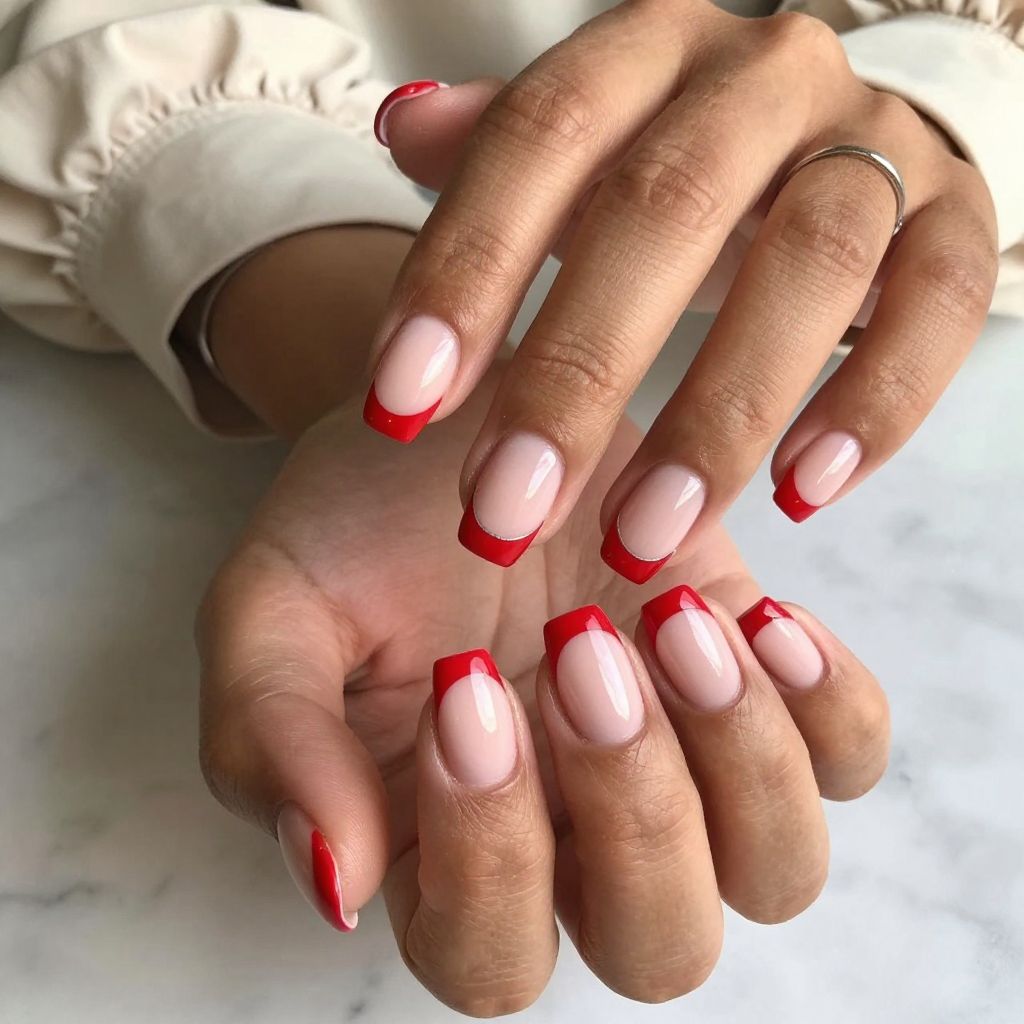 Red French Tips with a Twist