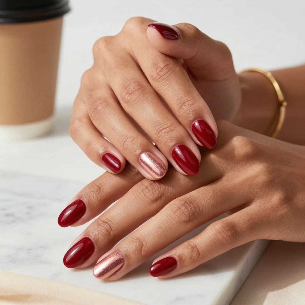 Cherry Red with Subtle Gradient Metallic Tips