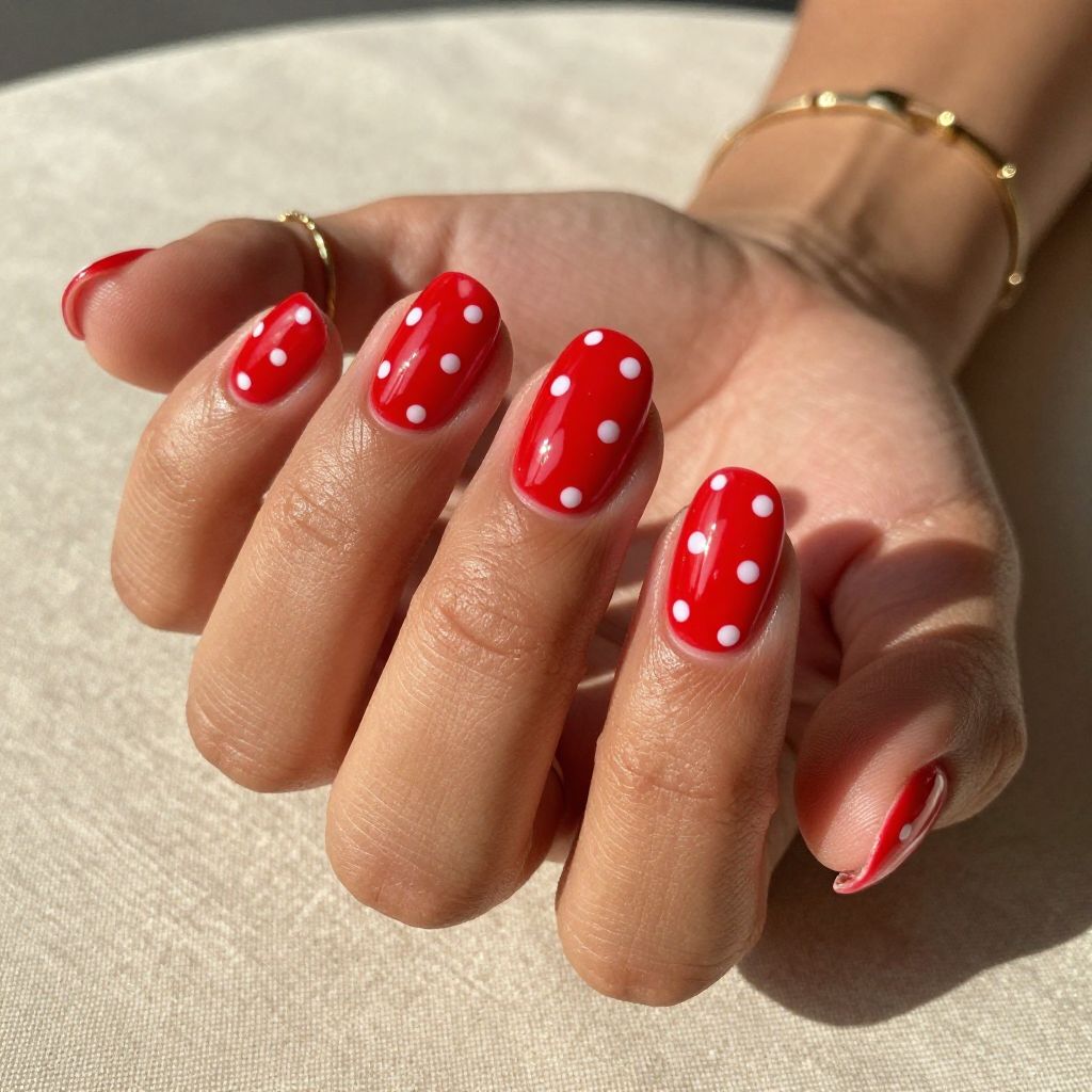 Candy Apple Red with White Polka Dots