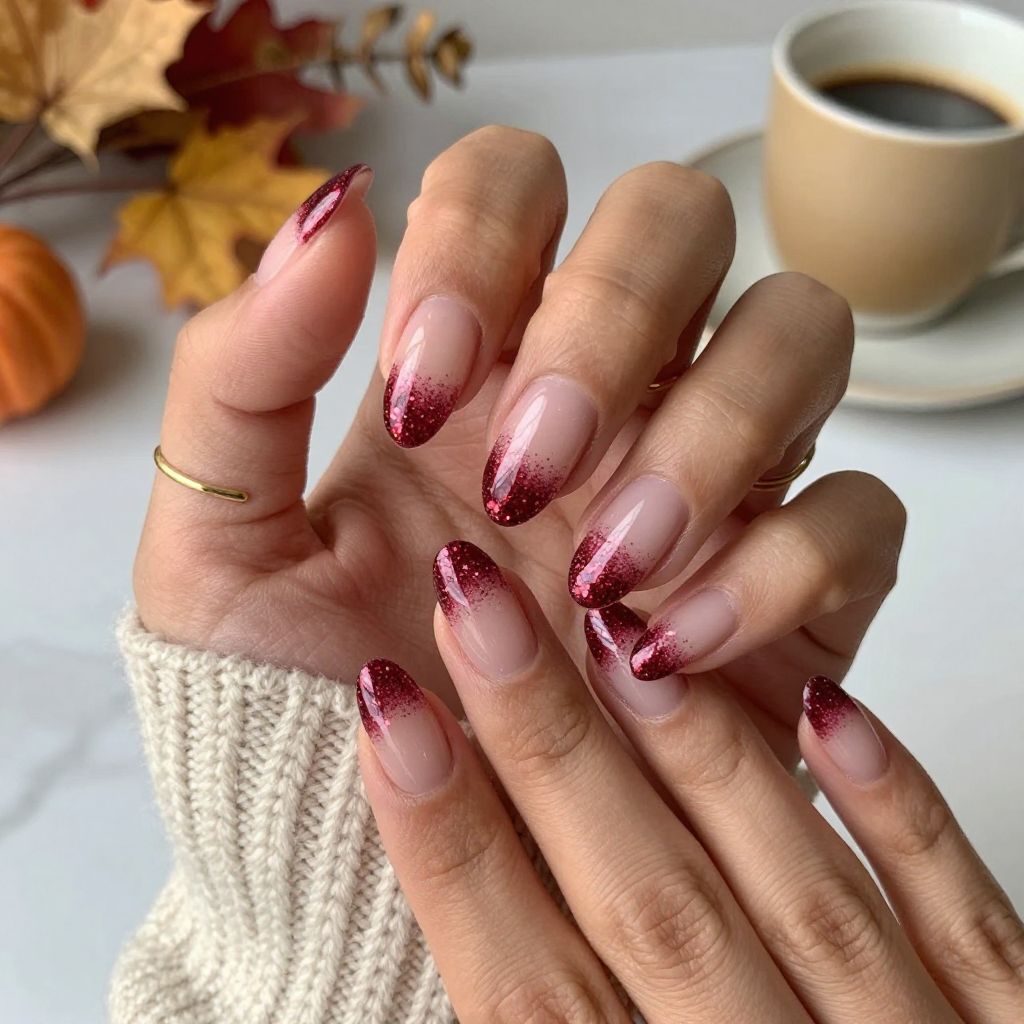 Red Glitter Bottom Fade