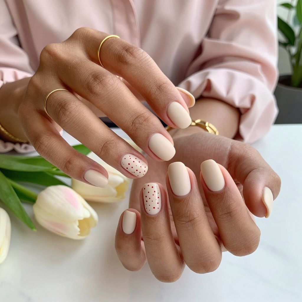 Nude Canvas with Red Dots