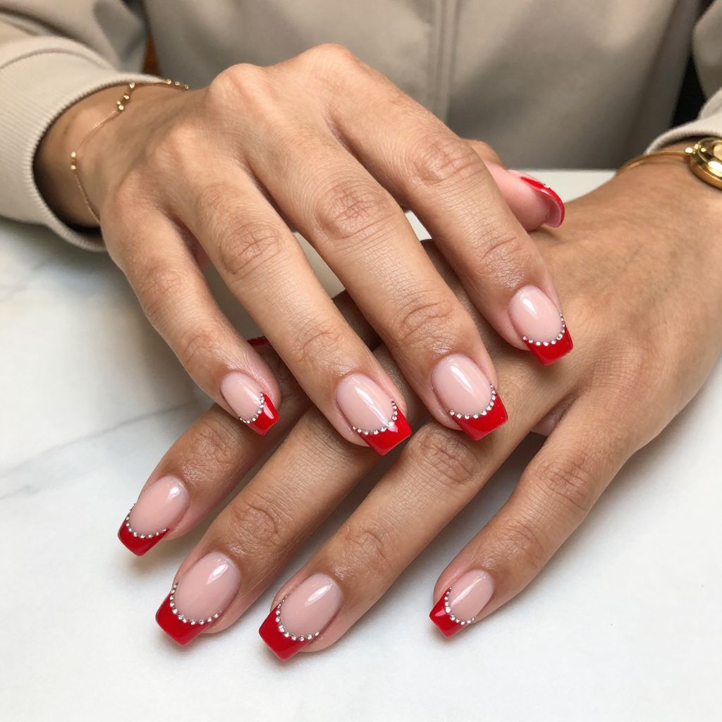 Red Tips with Tiny Crystal Dots