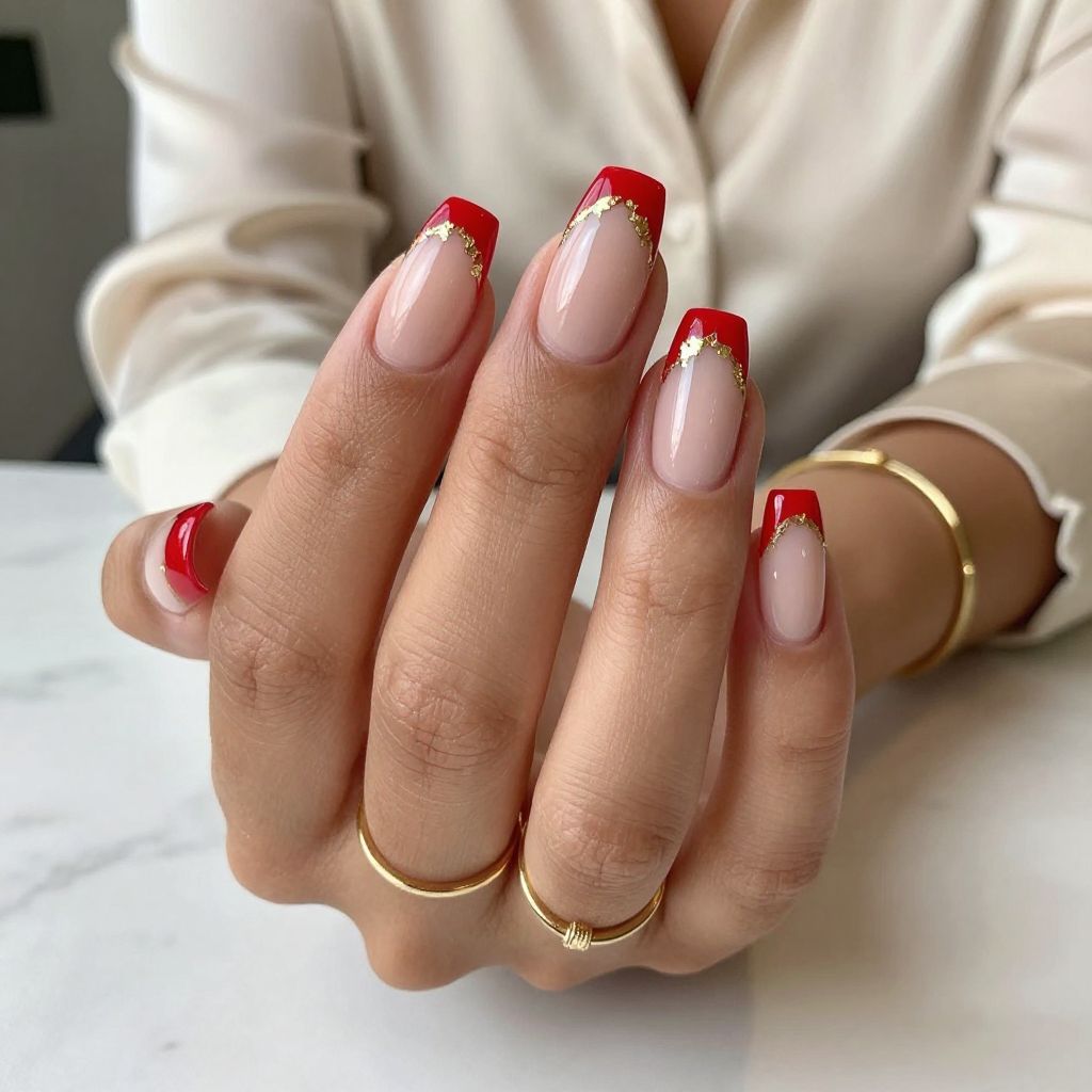 French Red with Gold Foil Accent