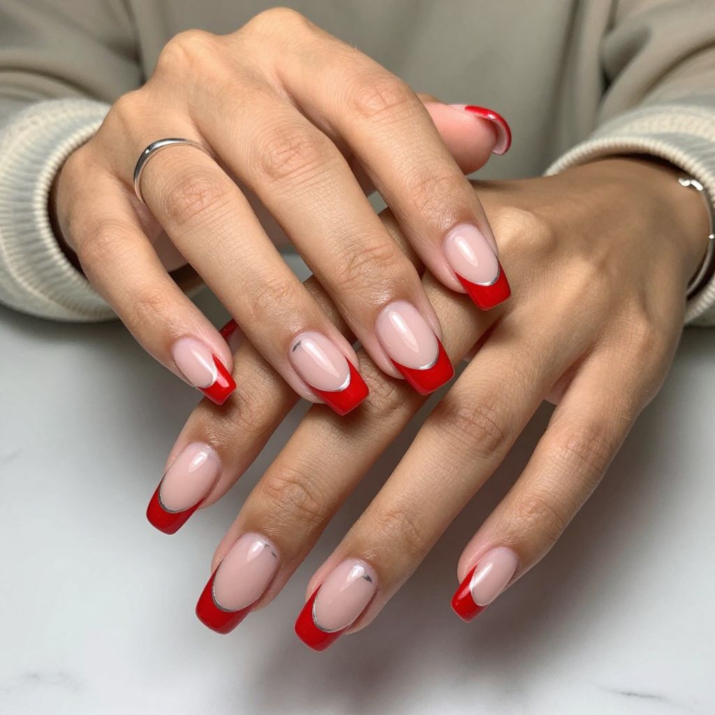 Glossy Cherry Red with Silver Striping