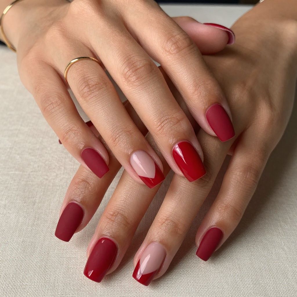 Crimson with Matte and Gloss Block Pattern