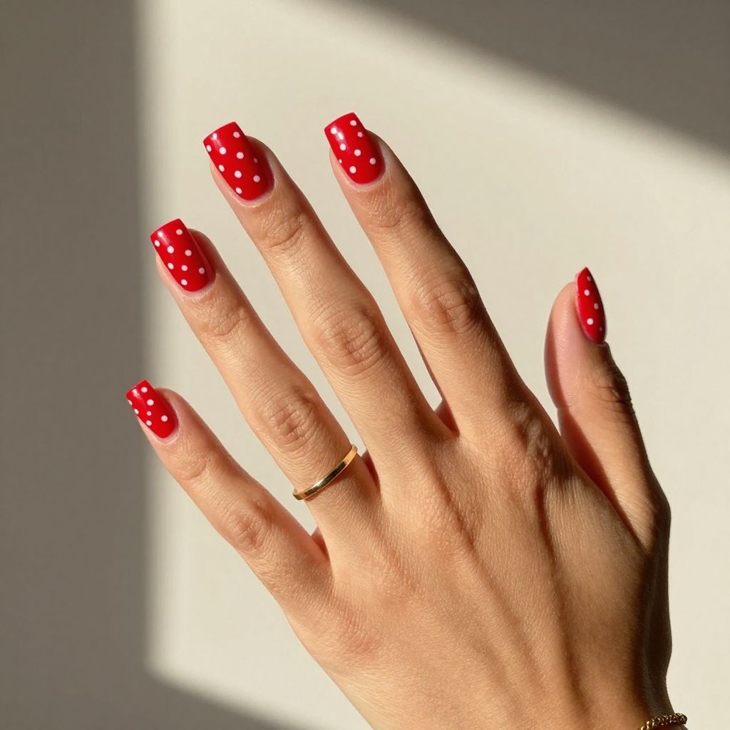 Retro Red with White Polka Dot Detailing