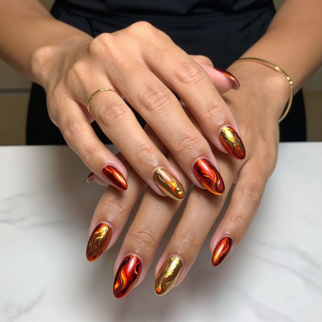 Metallic Firestorm Nails