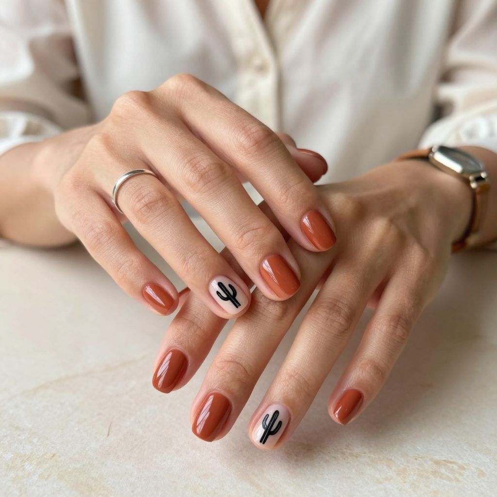 Cactus Silhouette Nails