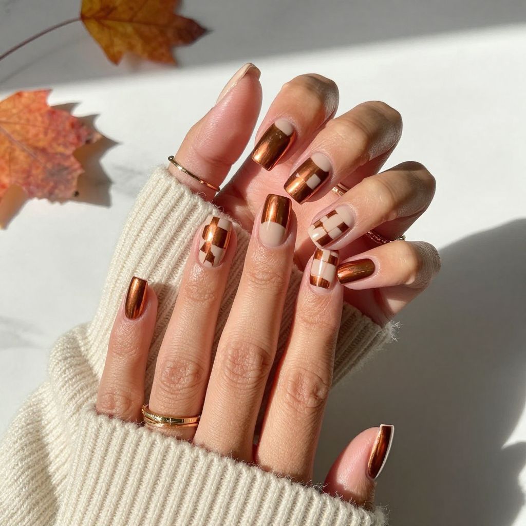 Copper and Cream Checkerboard