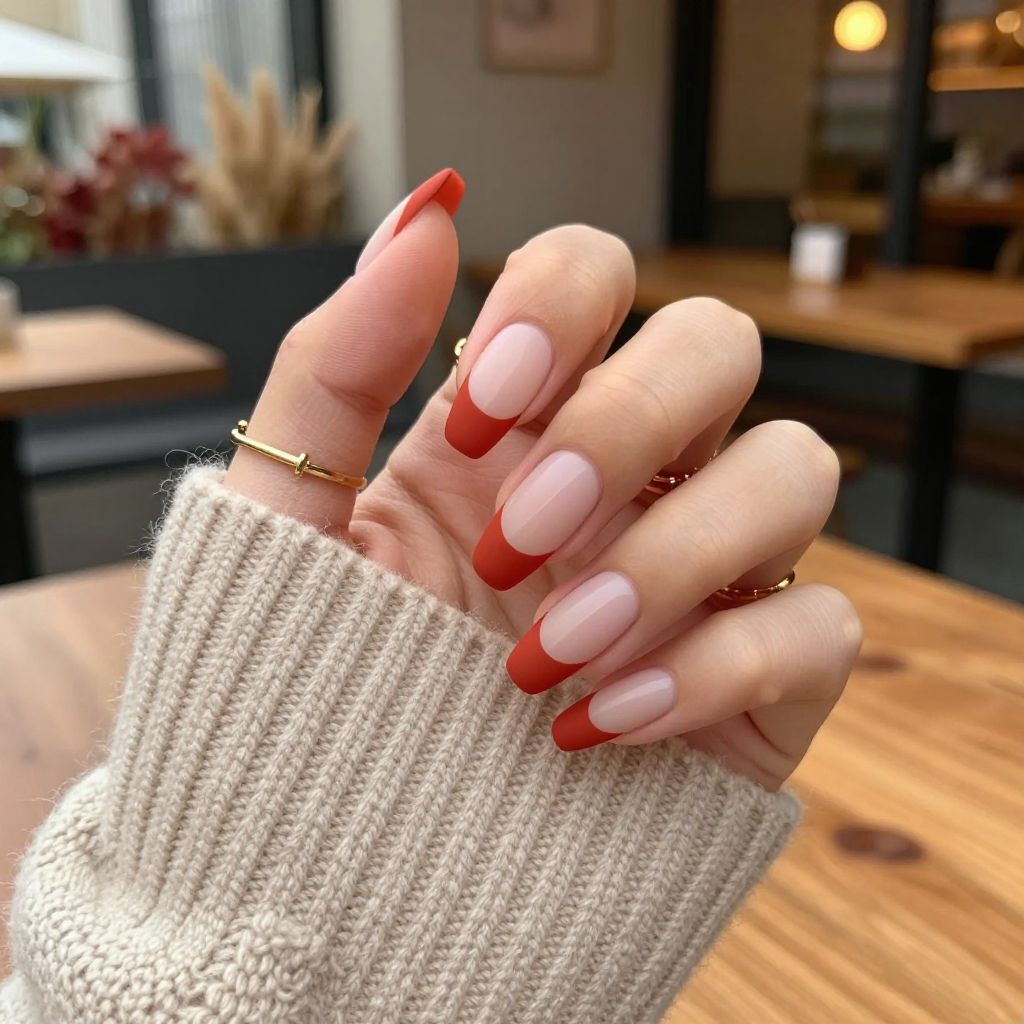 Rustic Brick Red French Tips