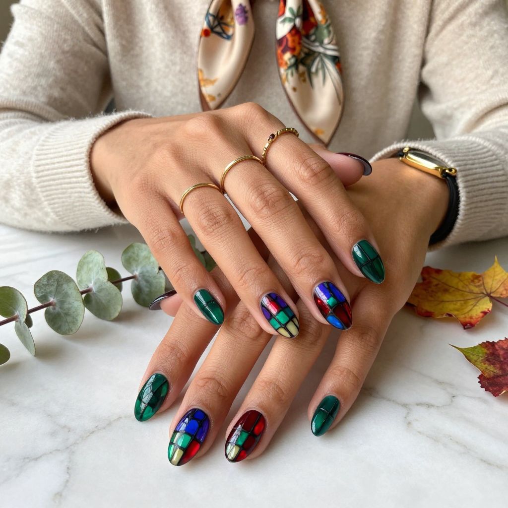 Mosaic Stained Glass Nails