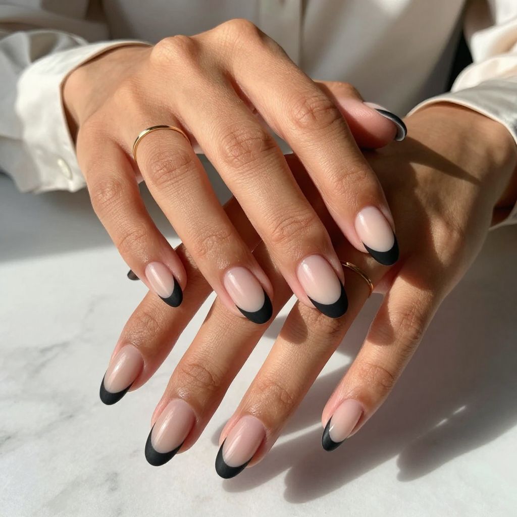 Black and Nude Chic Tips