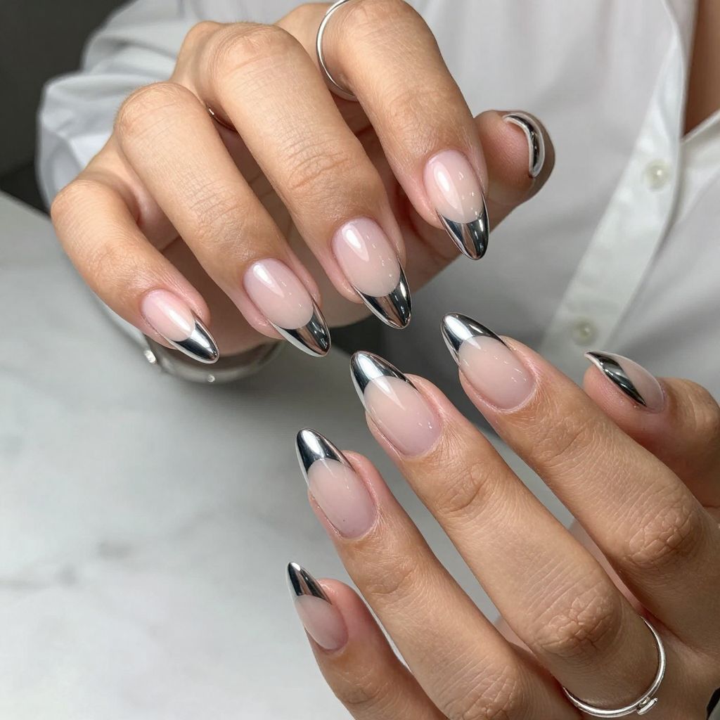 Silver Chrome French Tips