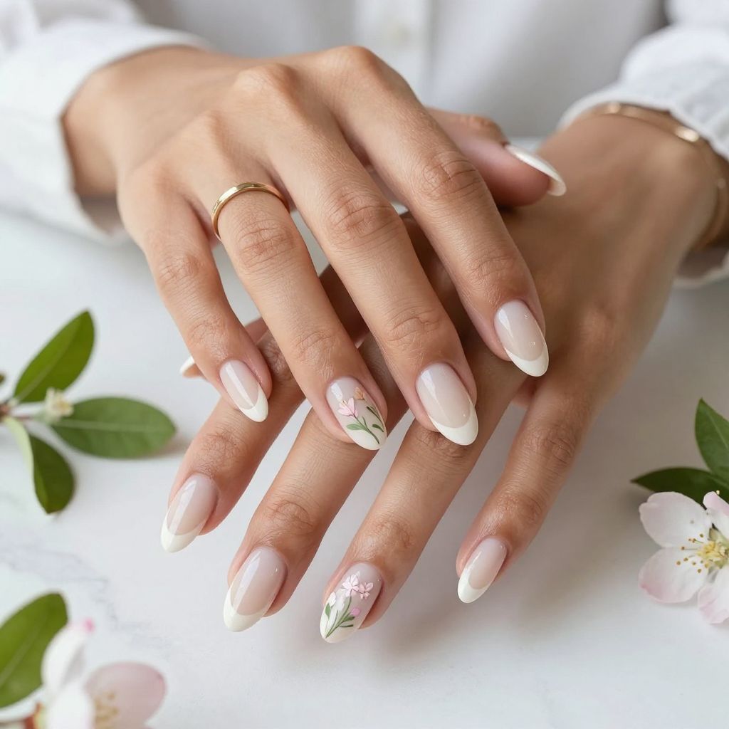 Tiny Floral French Tips