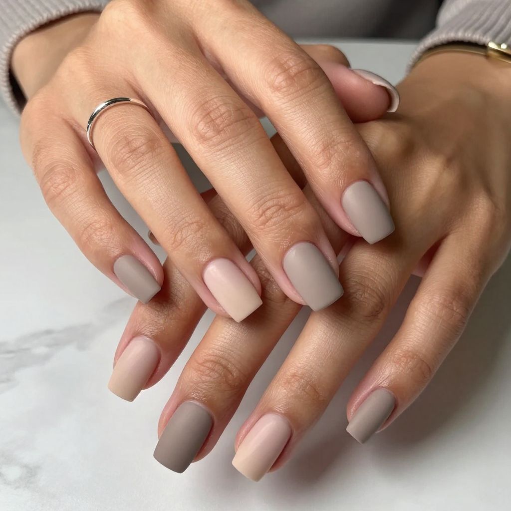 Matte Taupe French Tips