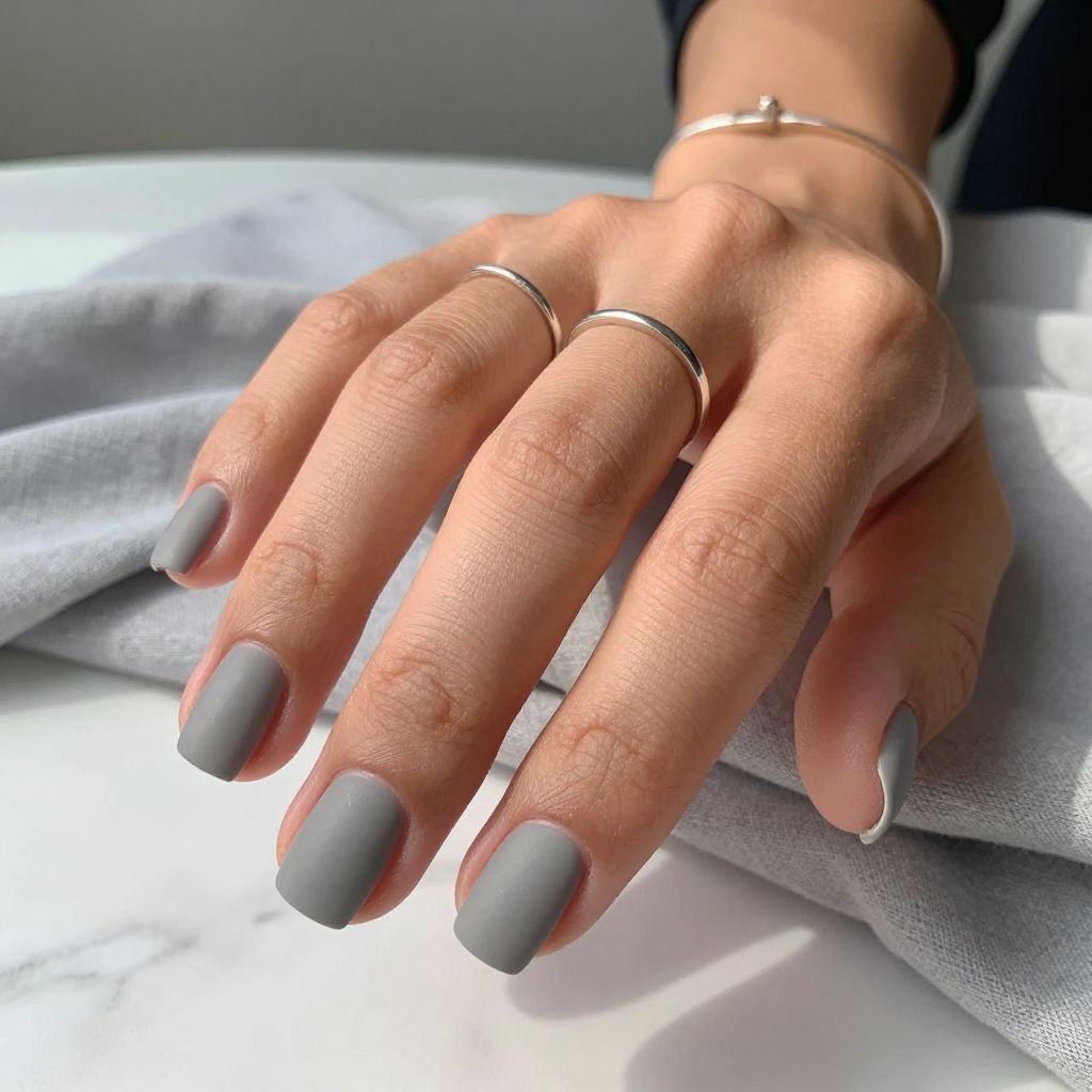 Cool Grey Matte Square Nails