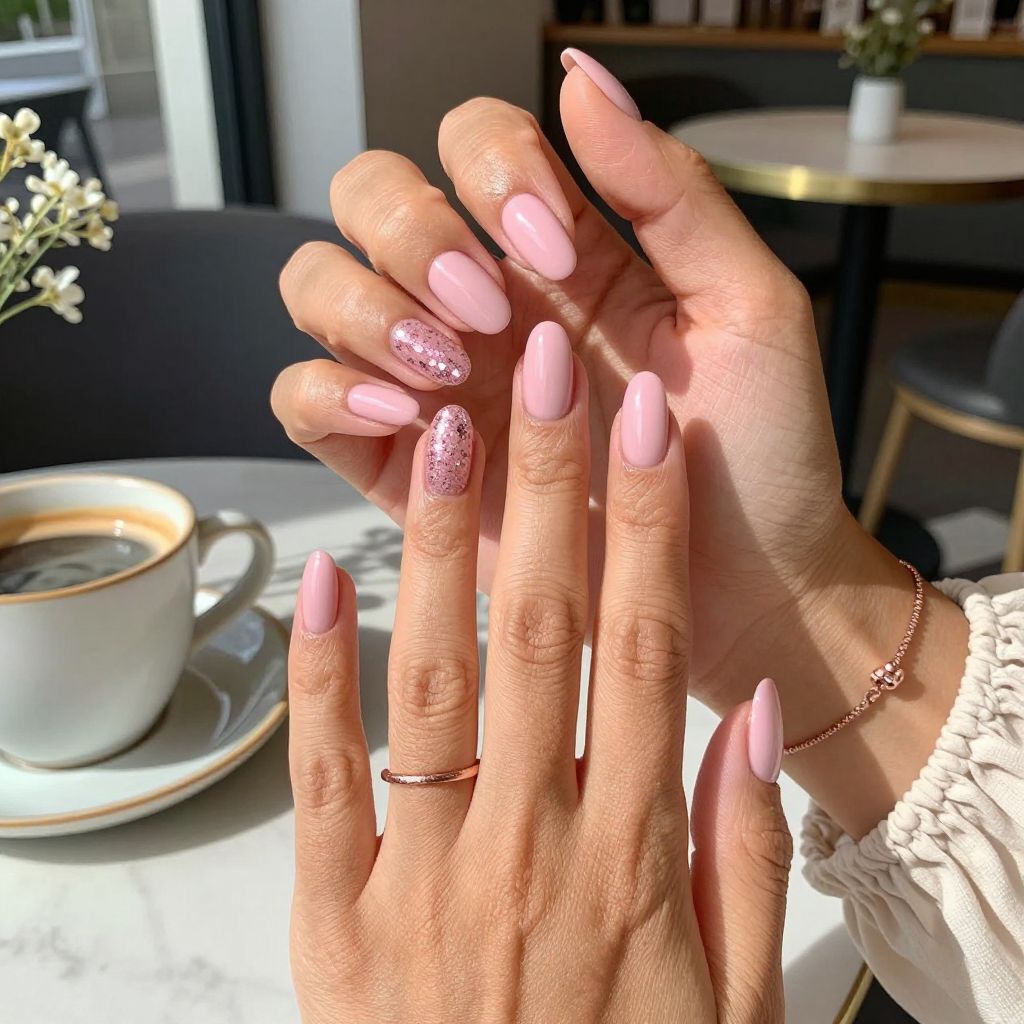 Soft Almond Blush Nails