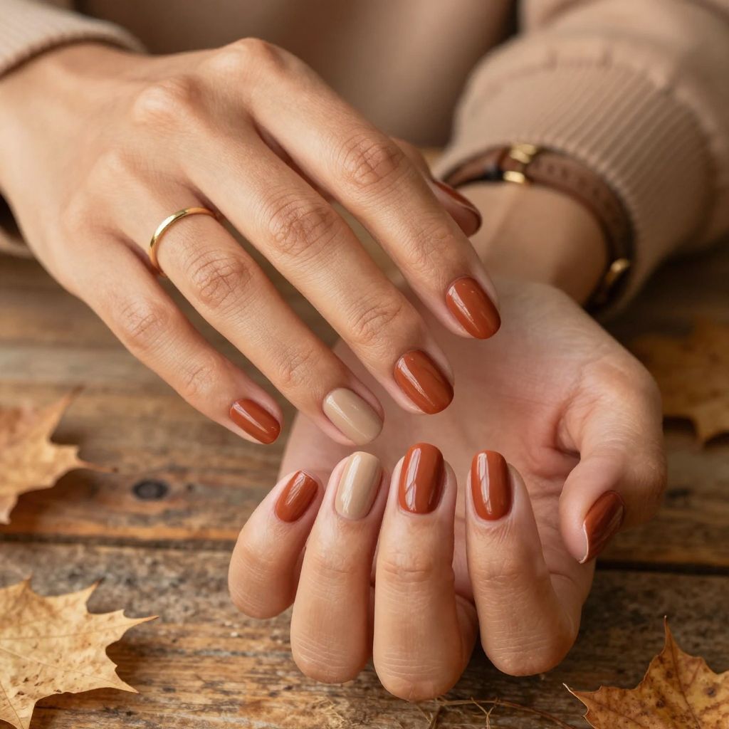 Earthy Terracotta Rounded Nails