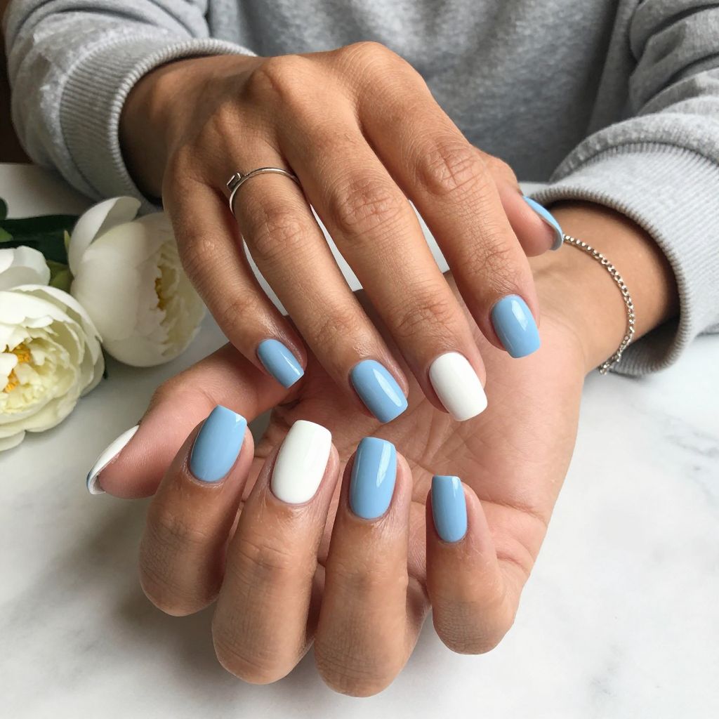 Soft Blue and White Block Colors
