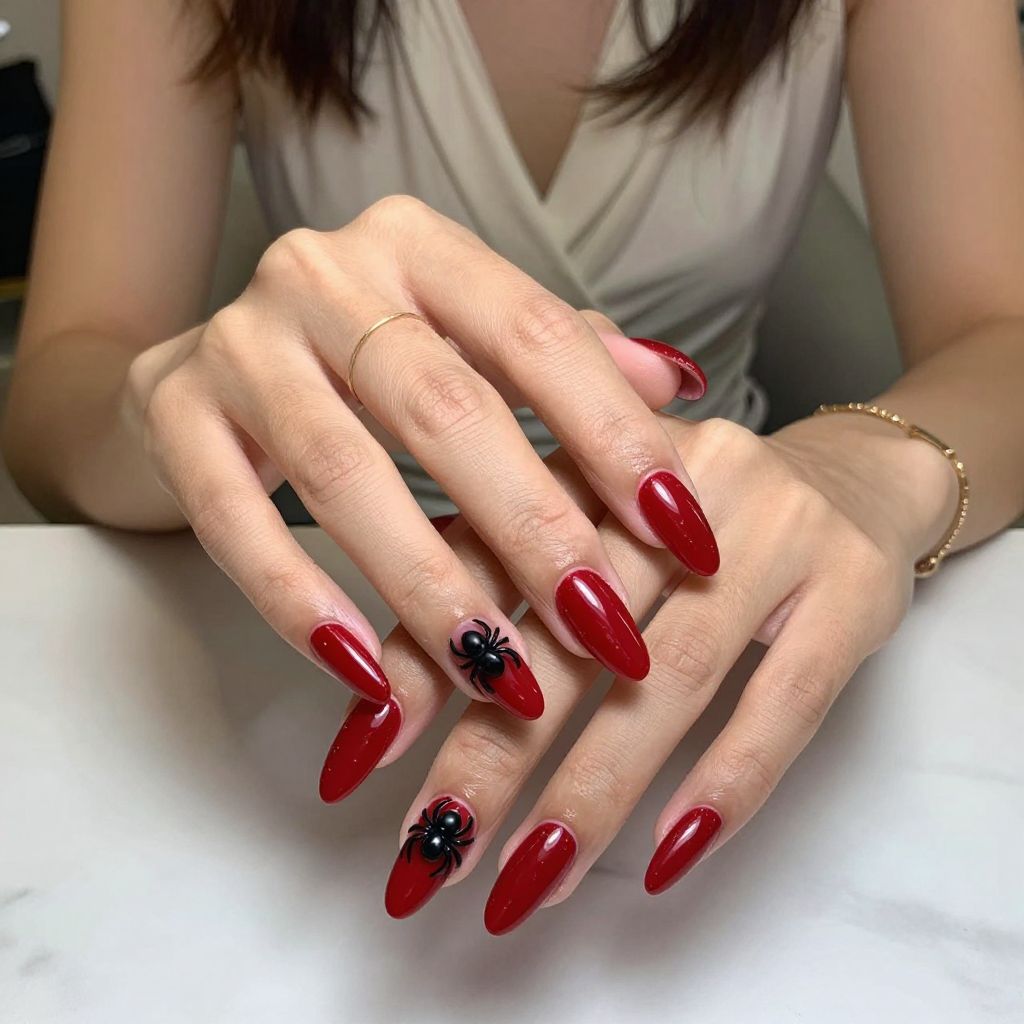 Bold Red with 3D Spider Embellishments