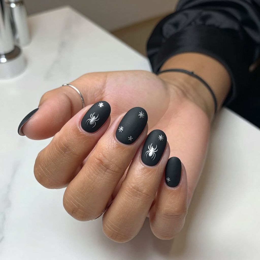 Black Base With Silver Spider Emblem