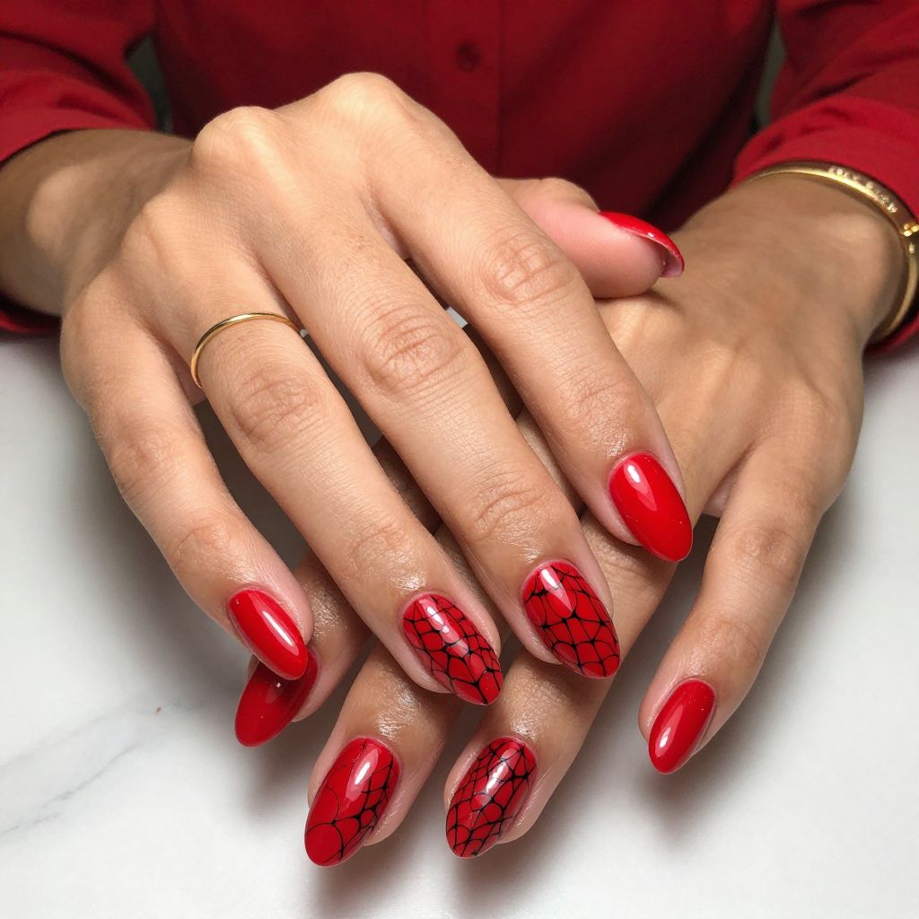 Glossy Red with Black Mesh Pattern