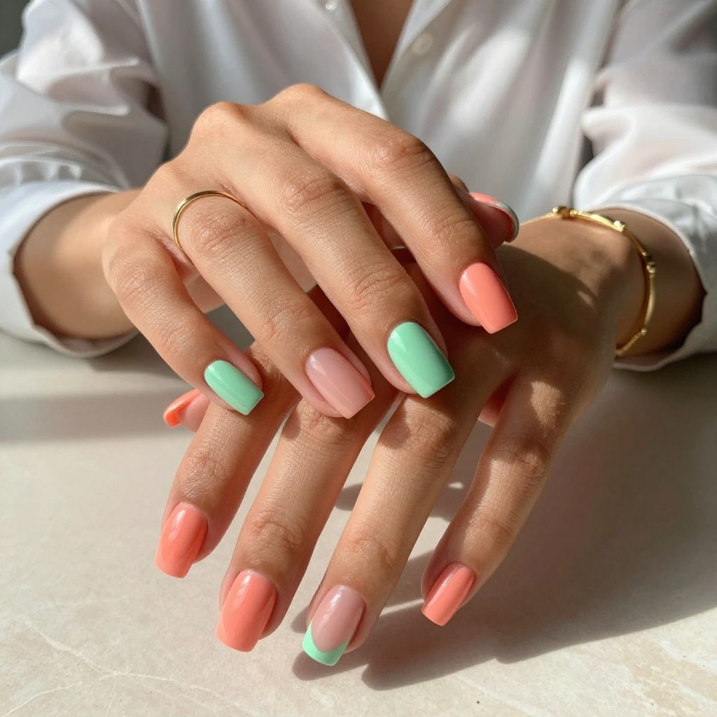 Peach and Mint Color Block Fun