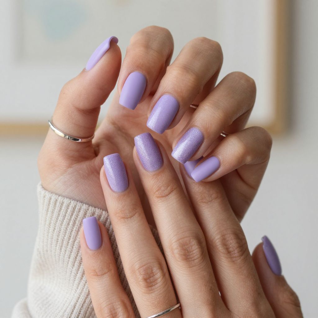 Soft Lavender with Matte Glitter Fade