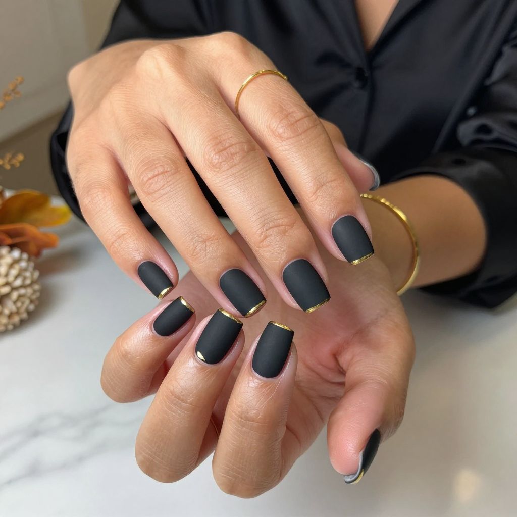 Black Matte with Gold Triangle Borders