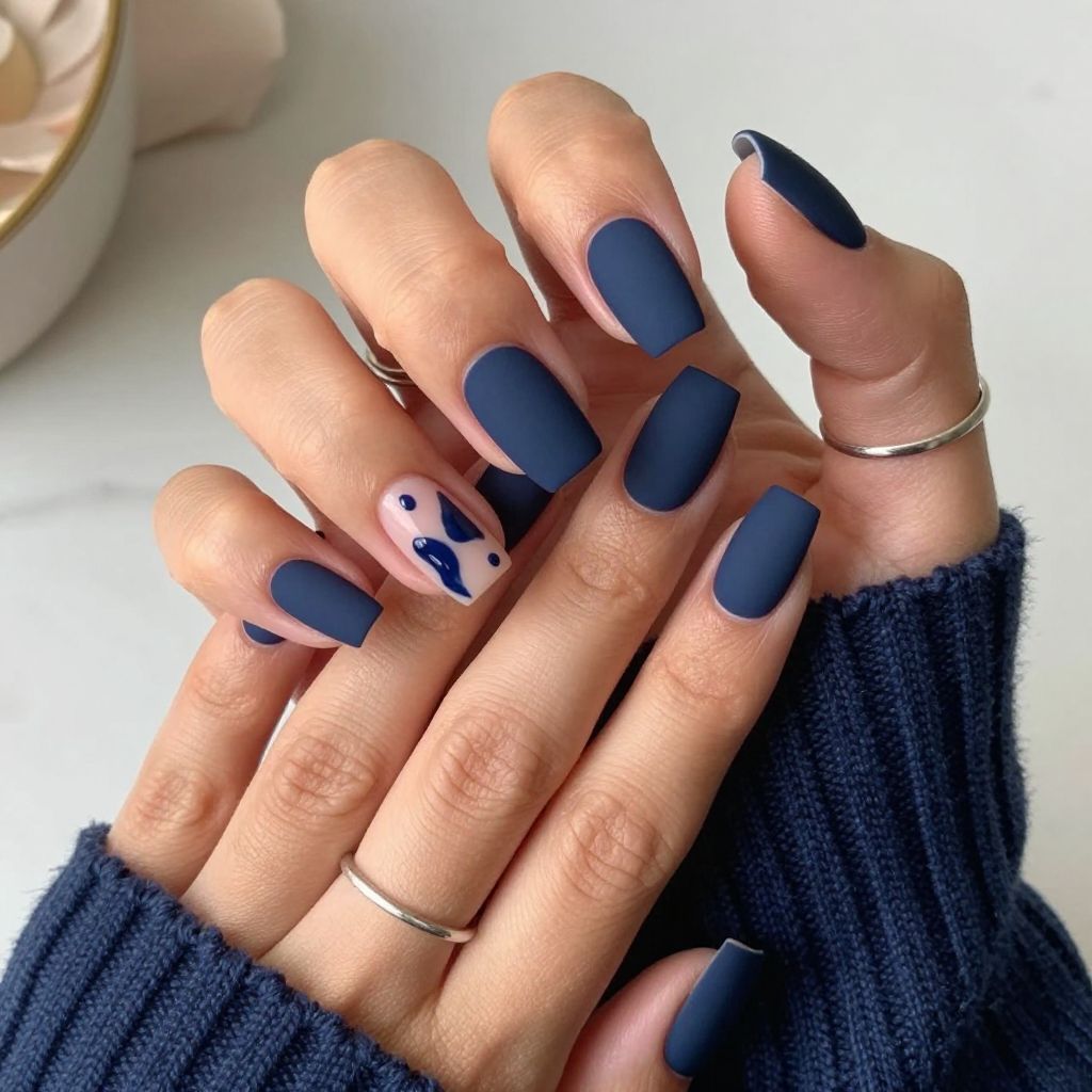 Navy Blue with Matte and Gloss Contrast