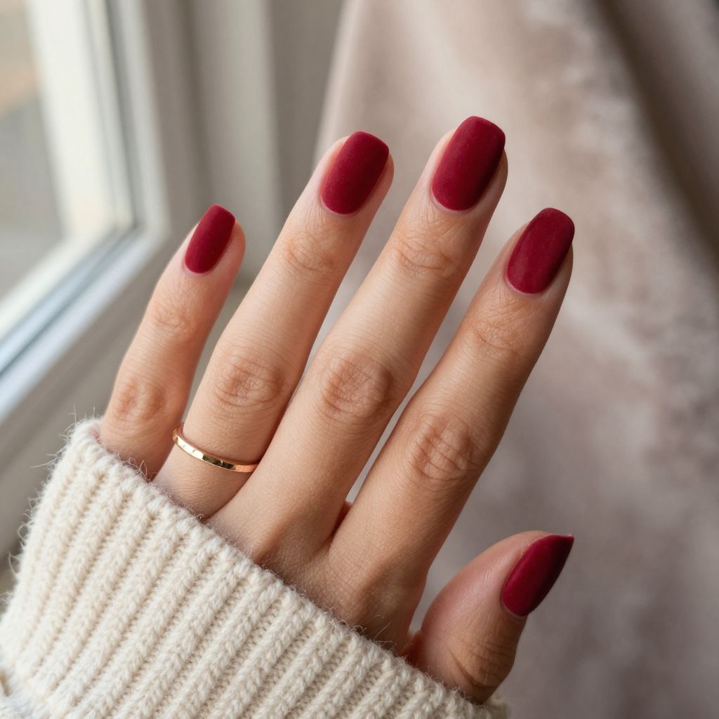 Strawberry Velvet Texture Nails