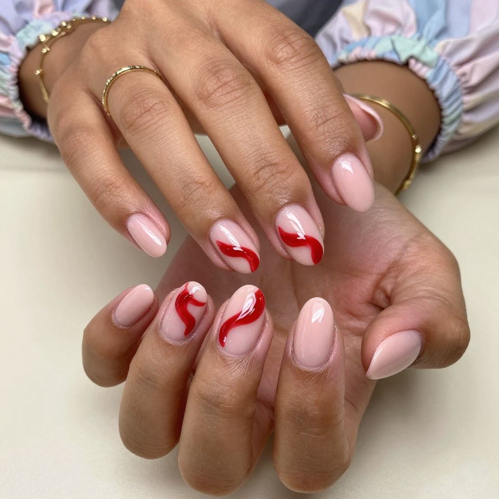 Strawberry Swirl Accent Nail Play
