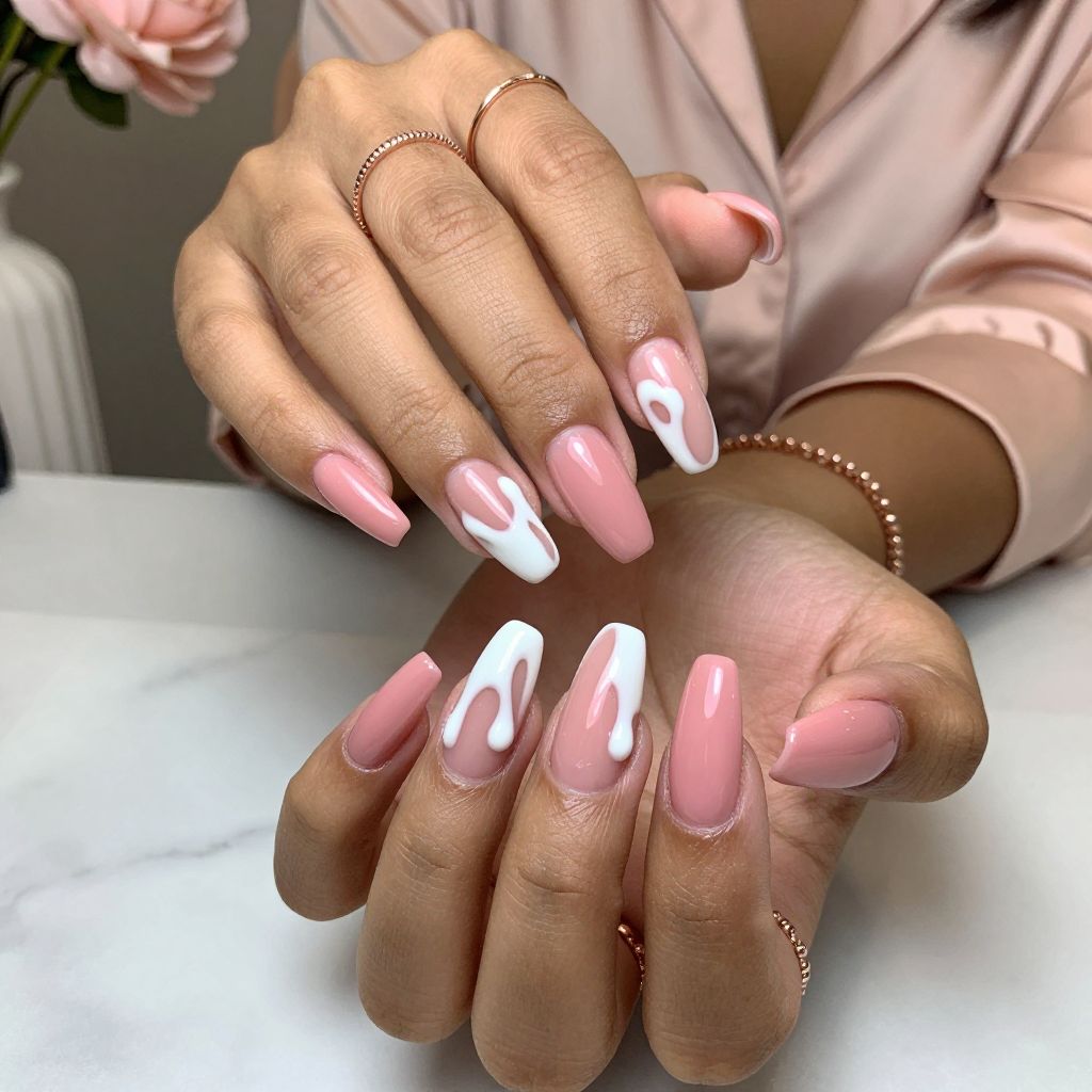 Strawberry White Drip Glamour