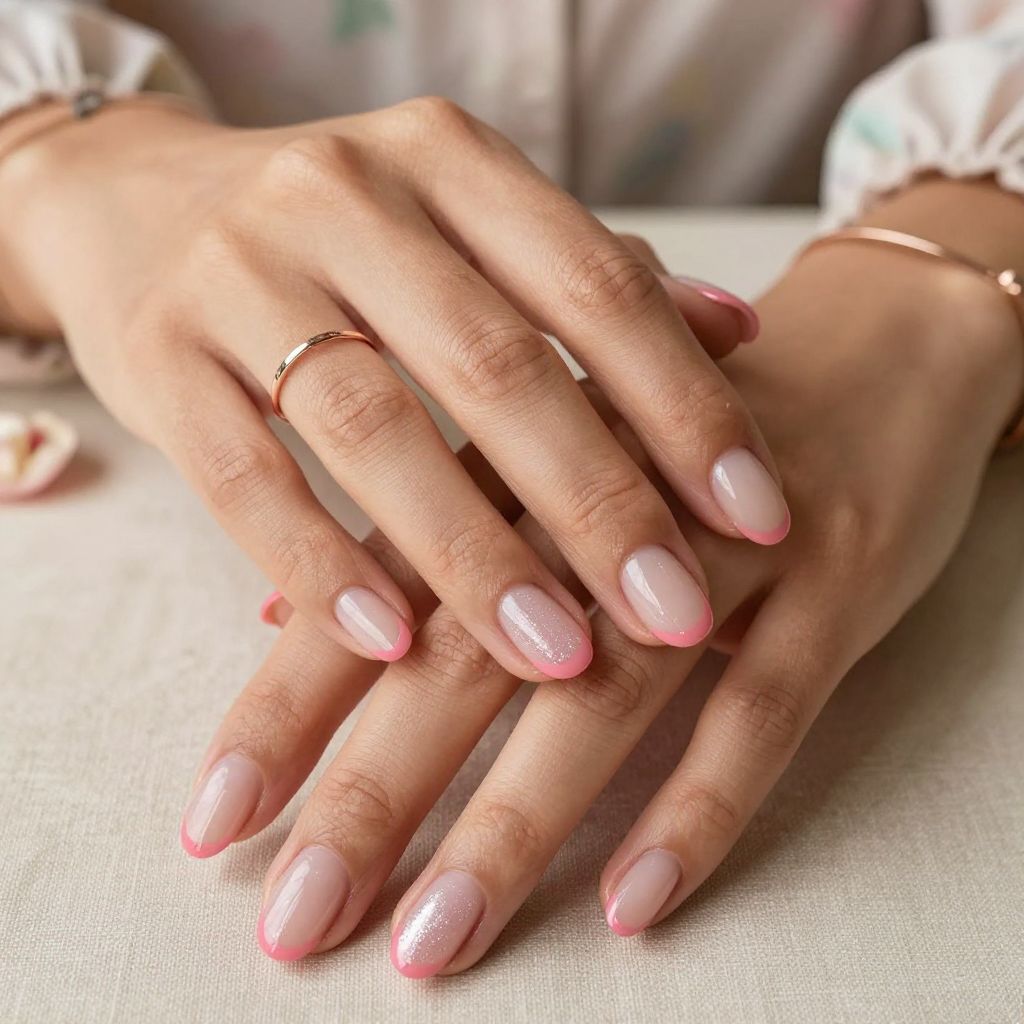 Strawberry White Glaze French Tips