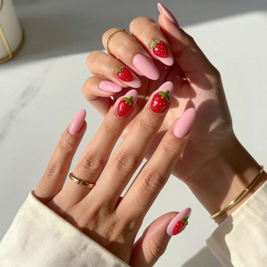 3D Strawberry Donut Embellishments