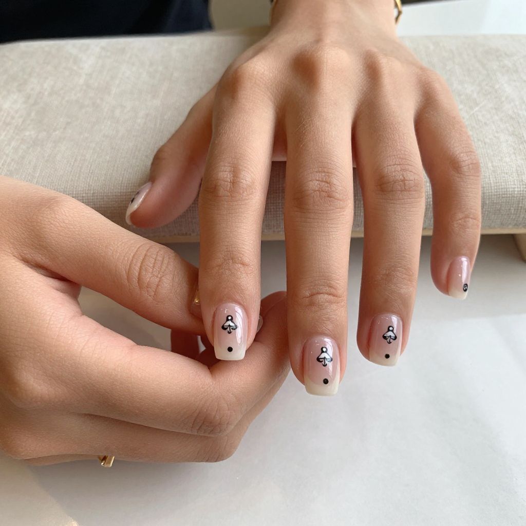 Clear Nails with Floating Black and White Stray Kids Logos