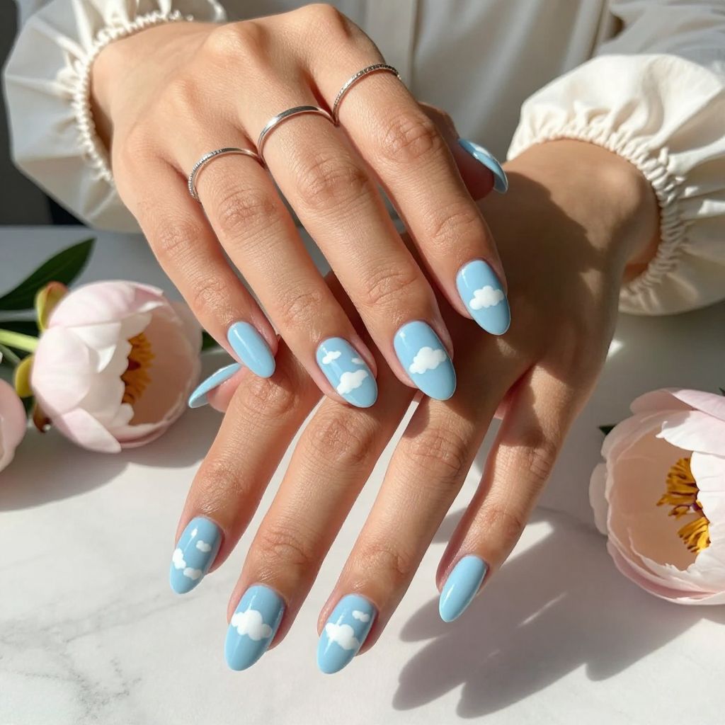 Baby Blue With White Cloud Accents