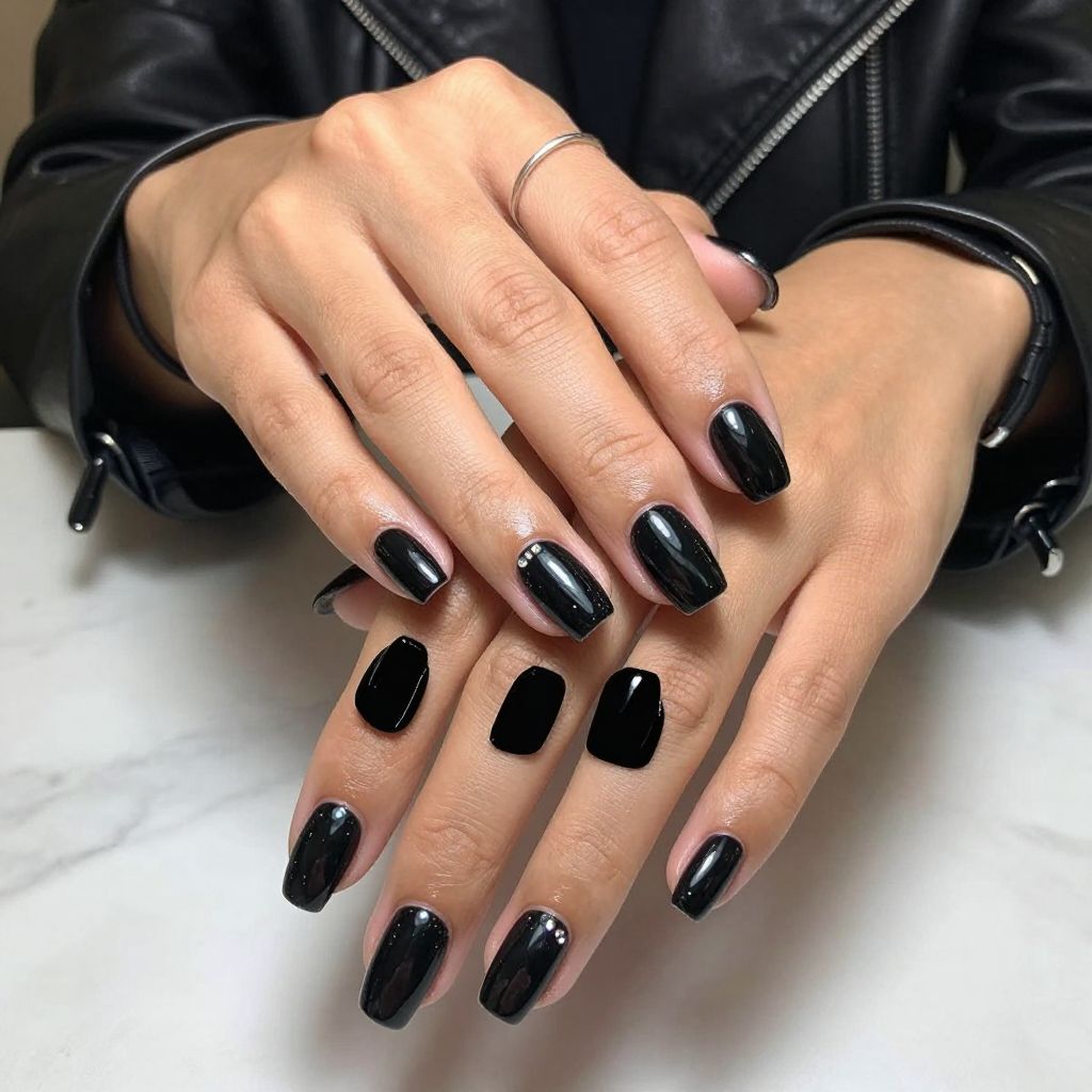 Glossy Black with K-Pop Gem Accents