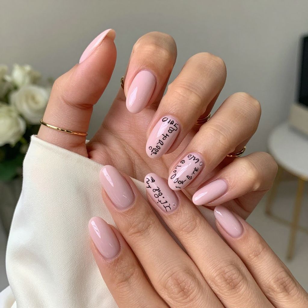 Pastel Pink with Hand-Painted Lyrics
