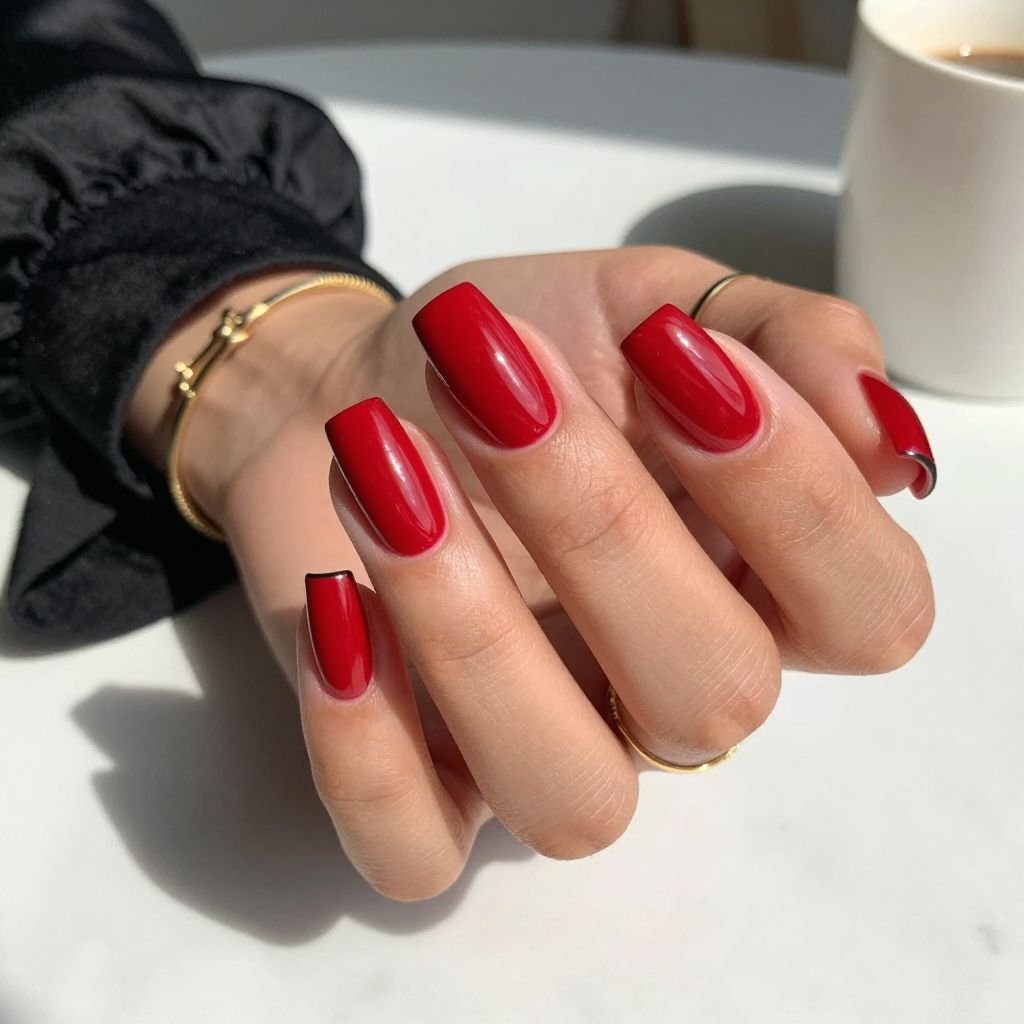 Blood Red Square Nails