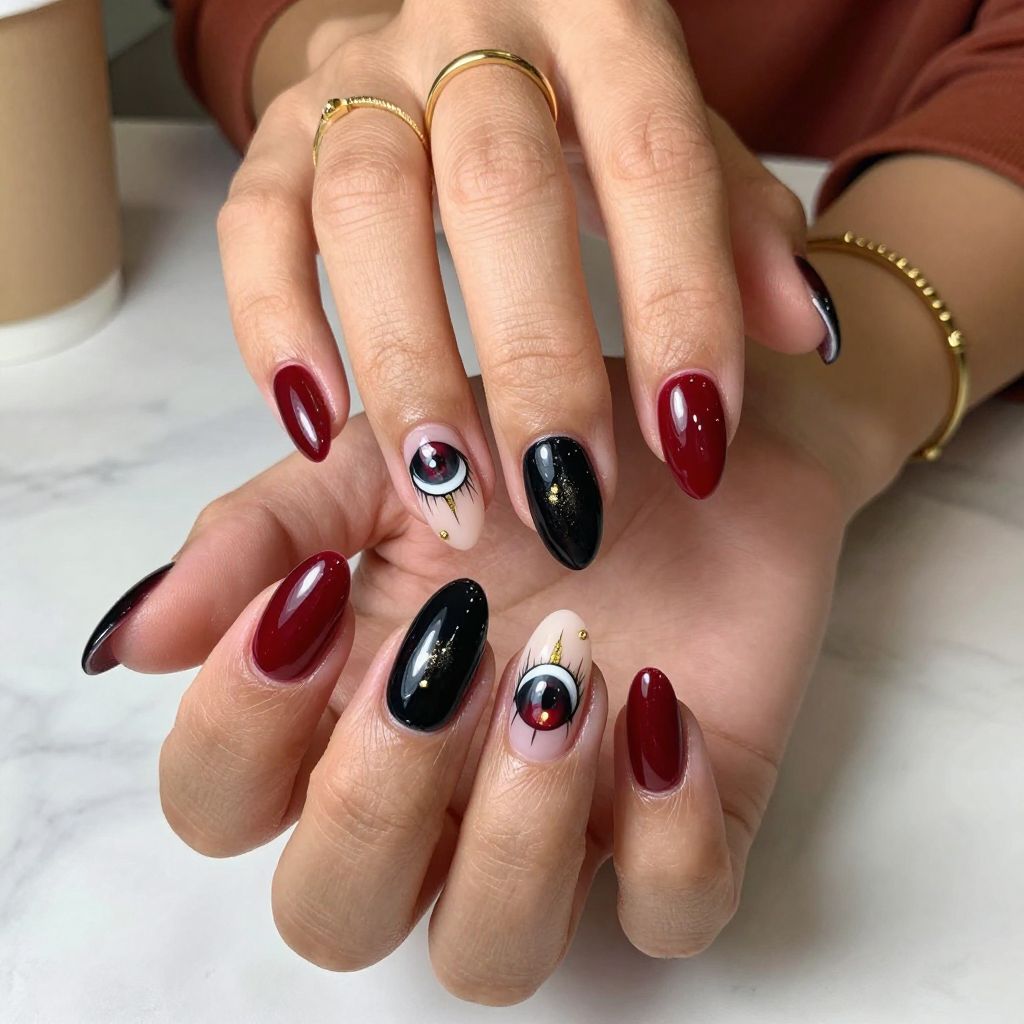 Demon Eye Accent Nails