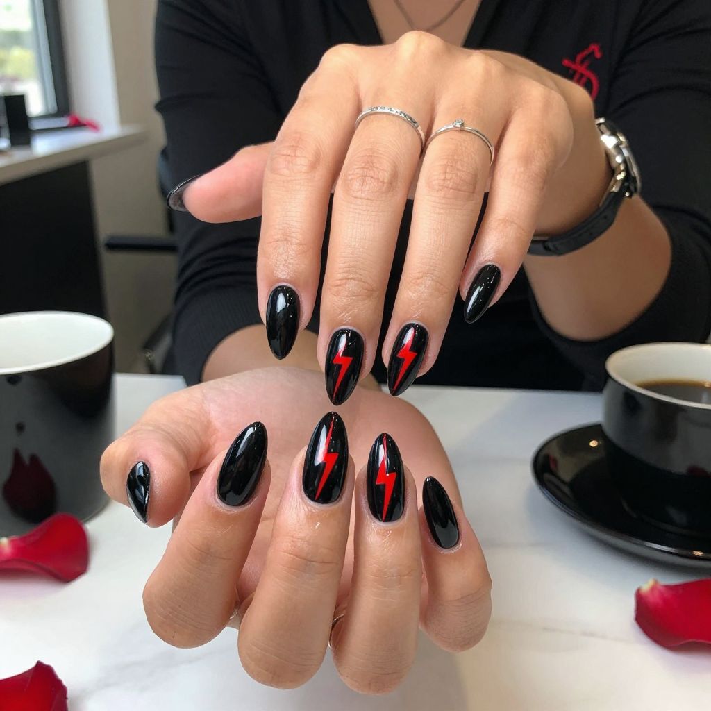 Black Base With Red Lightning Art