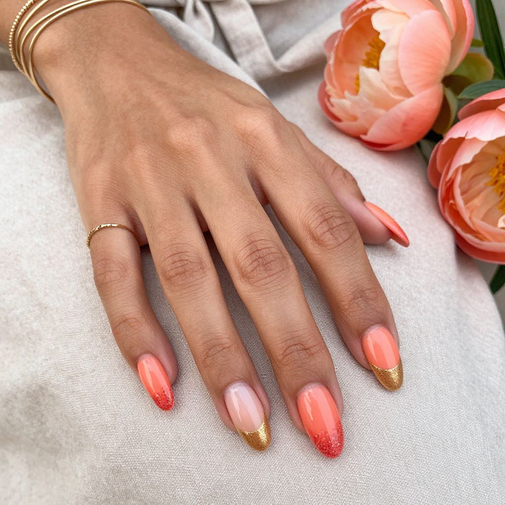Sunset Ombre with Coral Sparkles