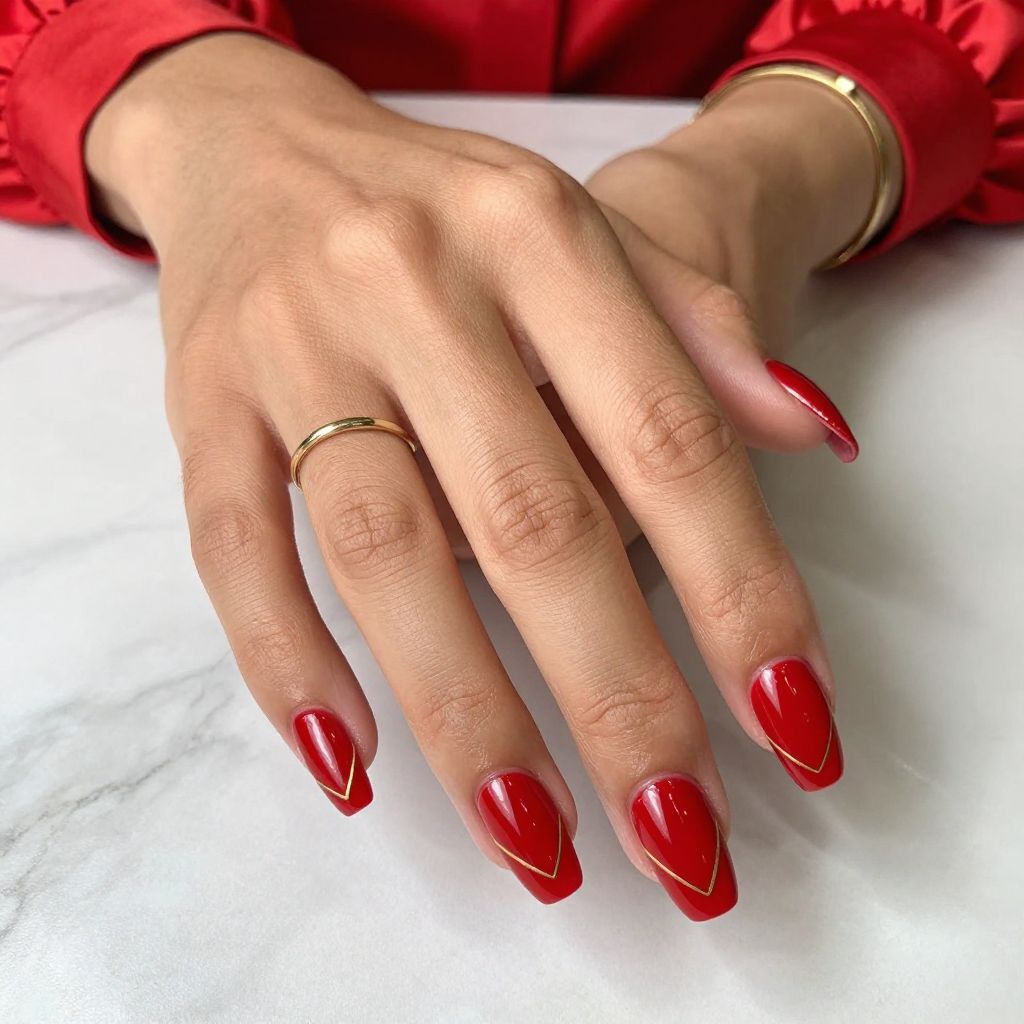 Classic Red With Gold Lines