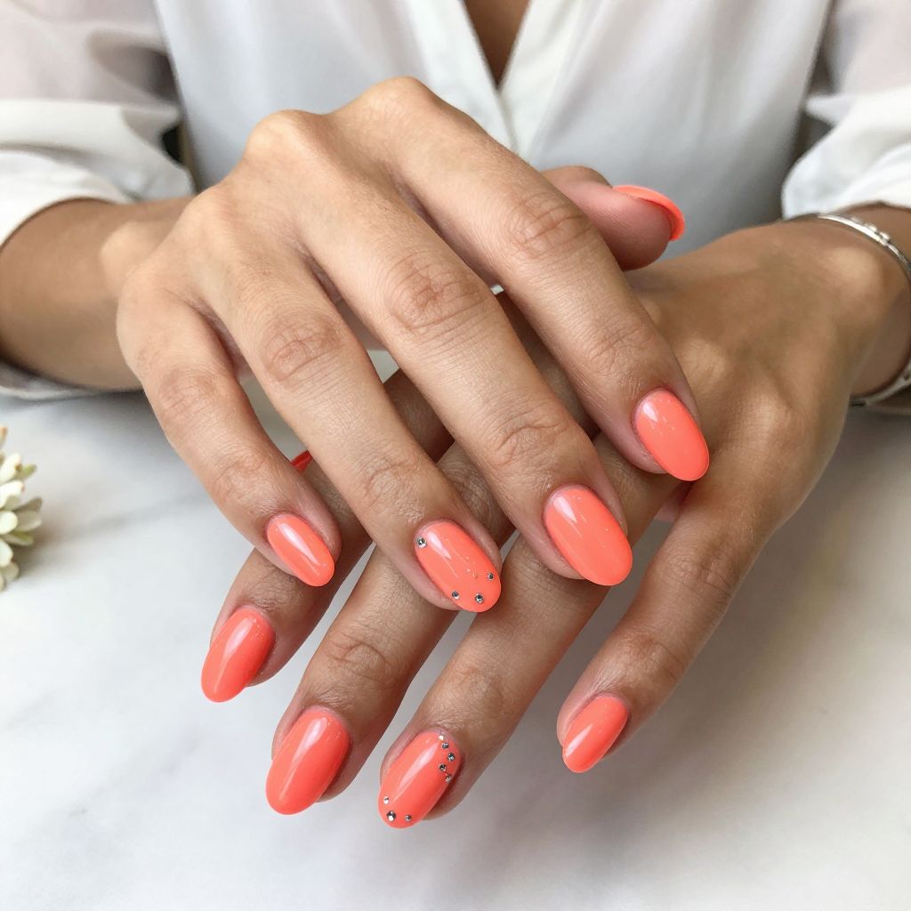 Neon Coral Studded Glam